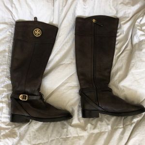 Tory Burch brown leather riding boots